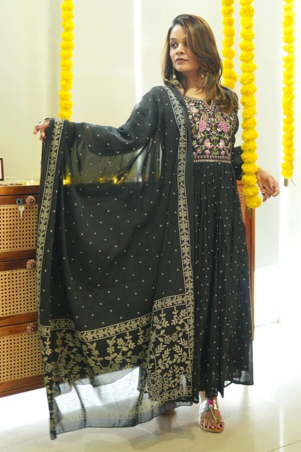 beautiful rayon 140 fabric angrakha style naira cut kurti pant with dupatta