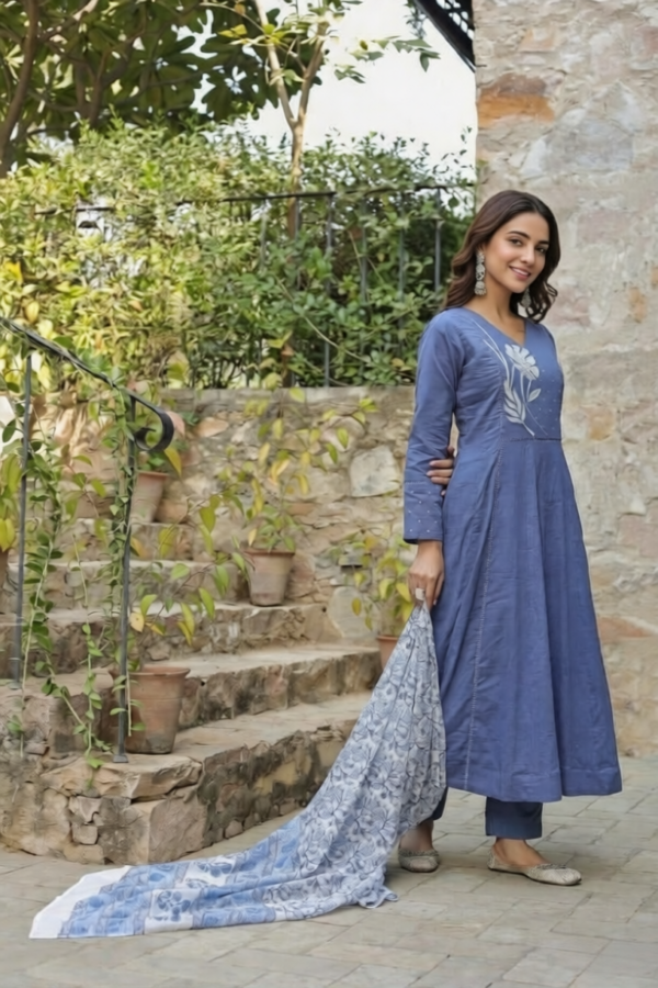 white love cotton 60x60 embroidered kurta pant dupatta set for women