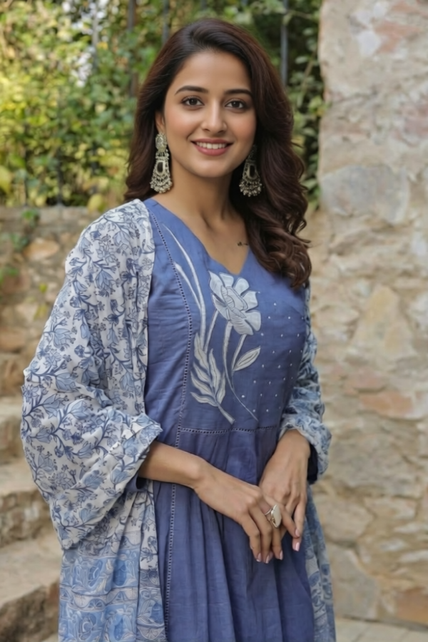 white love cotton 60x60 embroidered kurta pant dupatta set for women